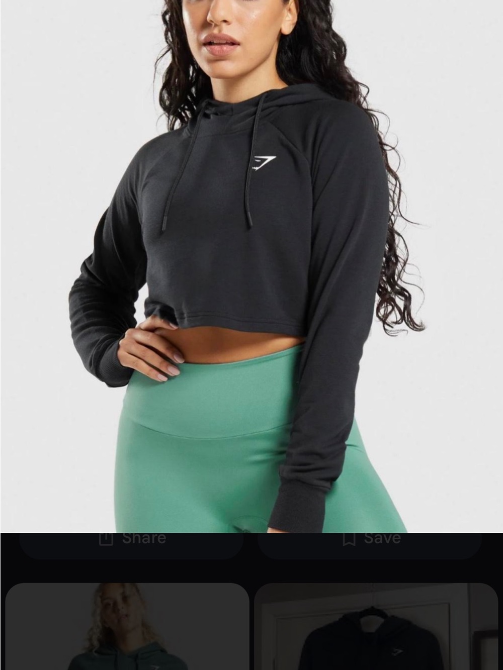 Gymshark Black Cropped Hoodie – Women's Athletic Pullover